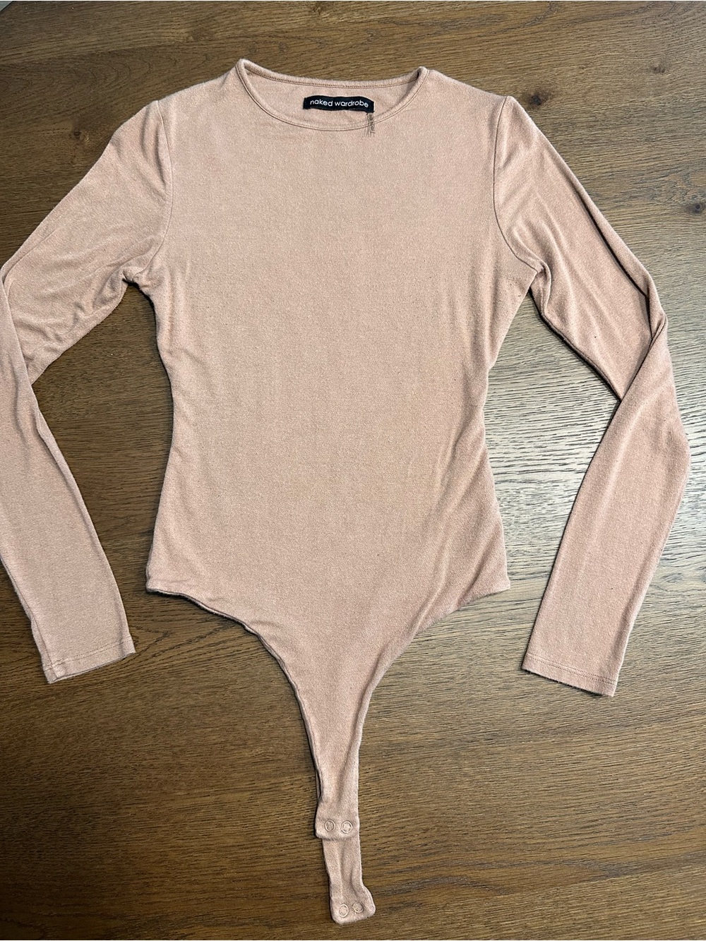Naked Wardrobe Long Sleeve Bodysuit in nude